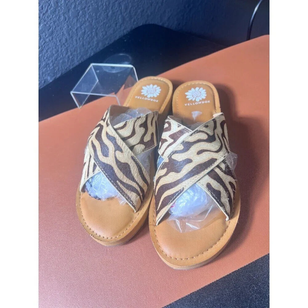 Yellowbox Zebra Ansila Leather Sandal Women's Size 9 1/2 - Picture 1 of 6